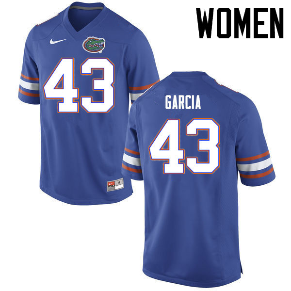 Women Florida Gators #43 Cristian Garcia College Football Jerseys Sale-Blue - Click Image to Close